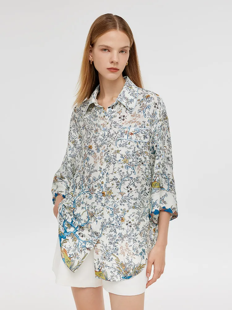 19 Momme Mulberry Silk Printed Women Shirt