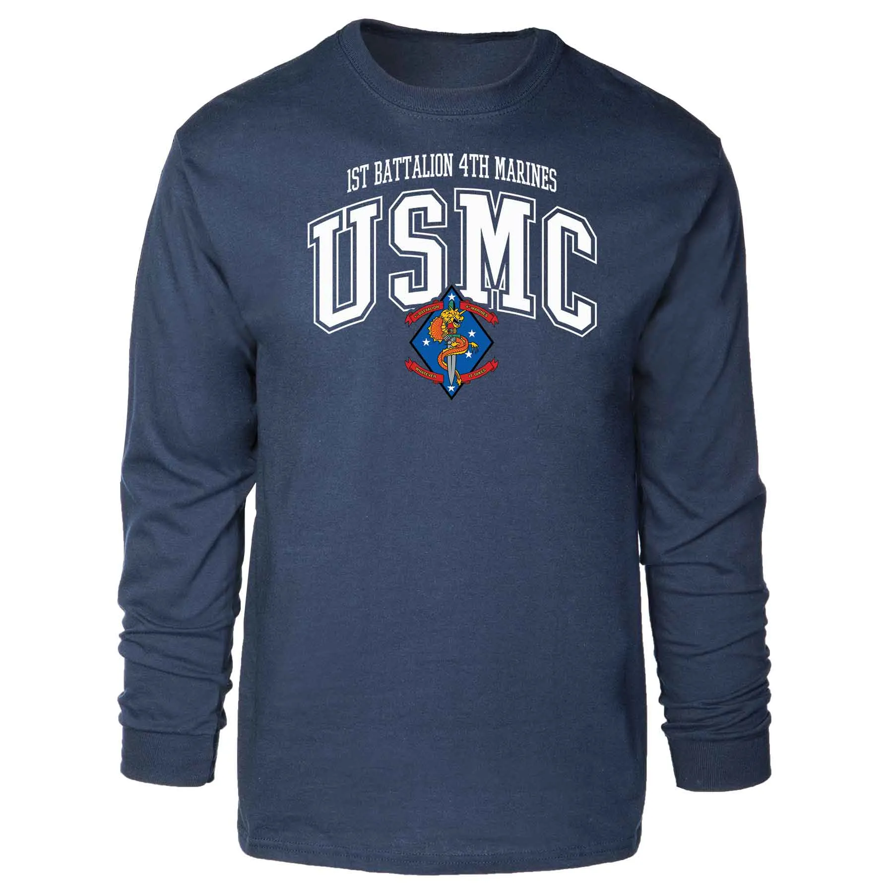 1st Battalion 4th Marines Arched Long Sleeve T-shirt