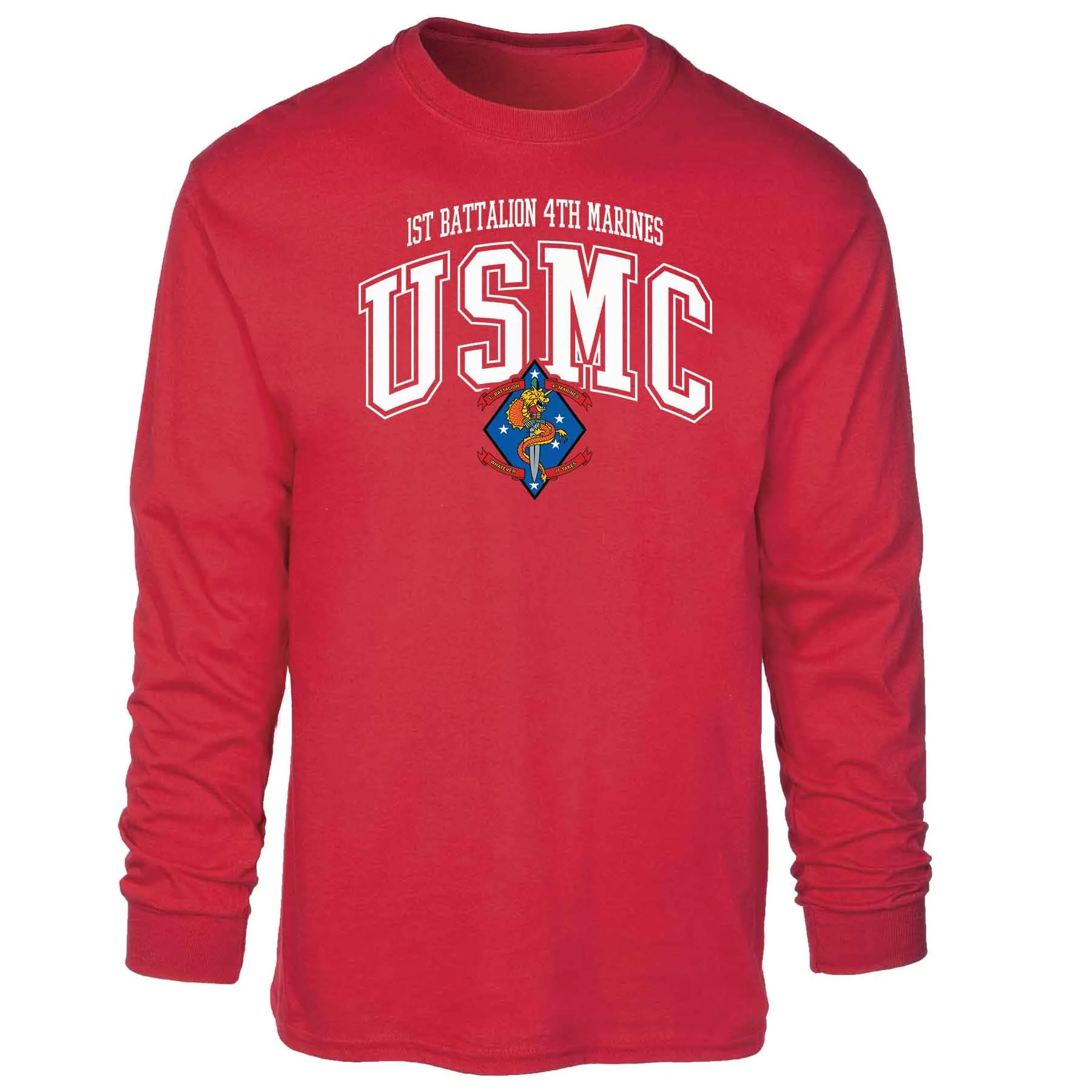 1st Battalion 4th Marines Arched Long Sleeve T-shirt