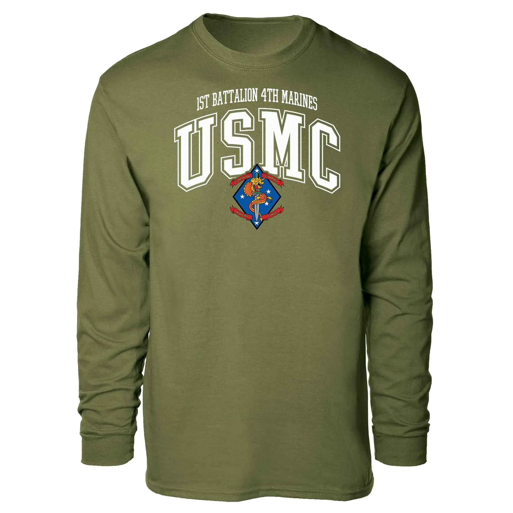 1st Battalion 4th Marines Arched Long Sleeve T-shirt