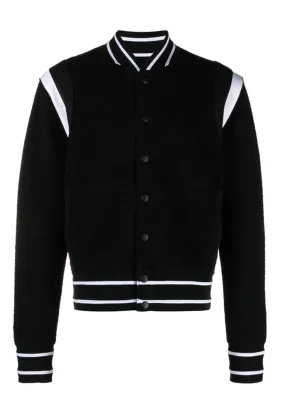 4G-EMBOSSED STRIPE-TRIM BOMBER JACKET