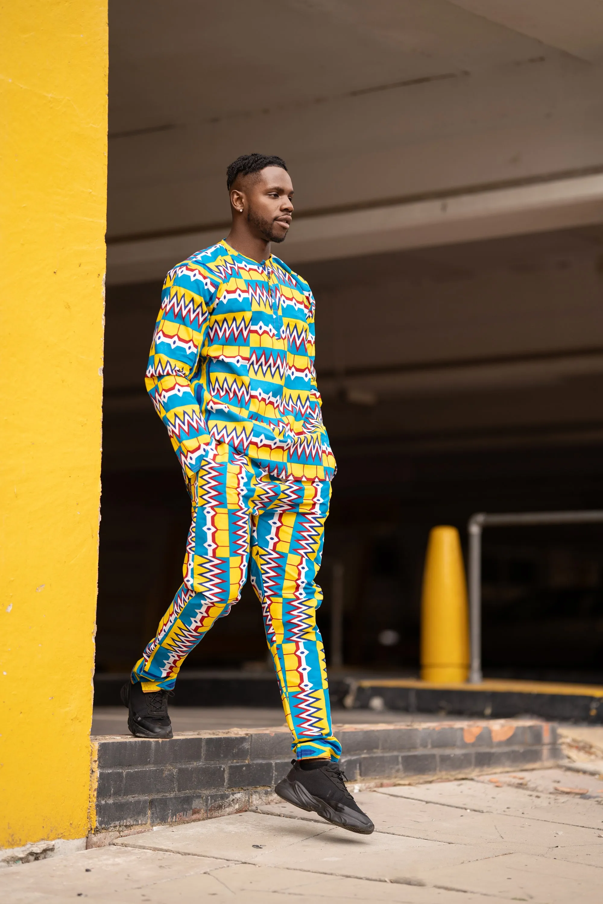 African Matching Set In Amazing Blue Kente