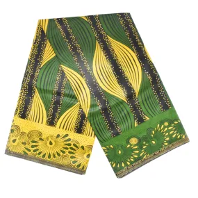 African print fabric yellow and green shapes - CA122