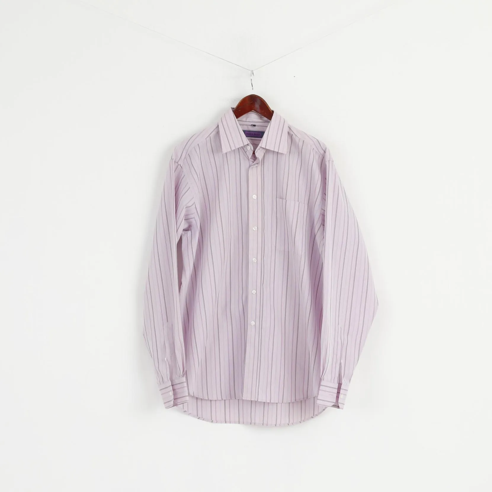 Austin Reed Men 16.5 42 XL Casual Shirt Pink Striped Long Sleeve Cotton Top