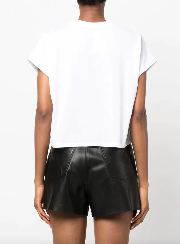 Balmain Flocked Balmain Paris cropped T-Shirt