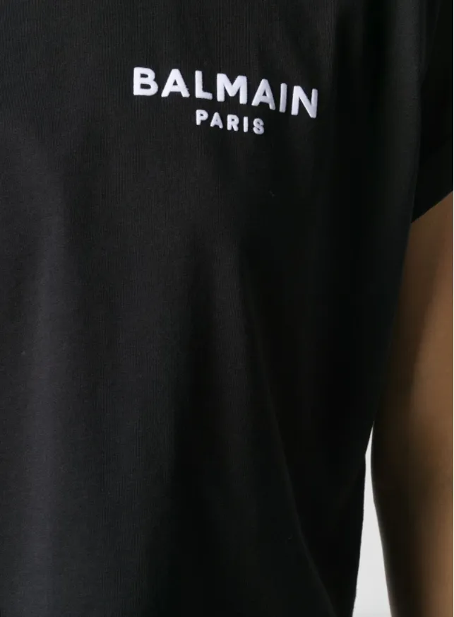 Balmain logo-embroidered cropped T-shirt