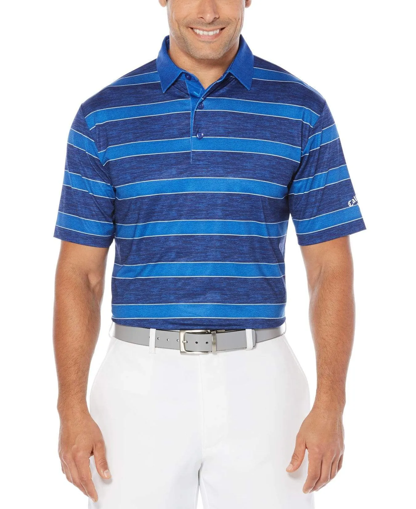 Big & Tall Opti-Dri Heathered Rugby Stripe Polo