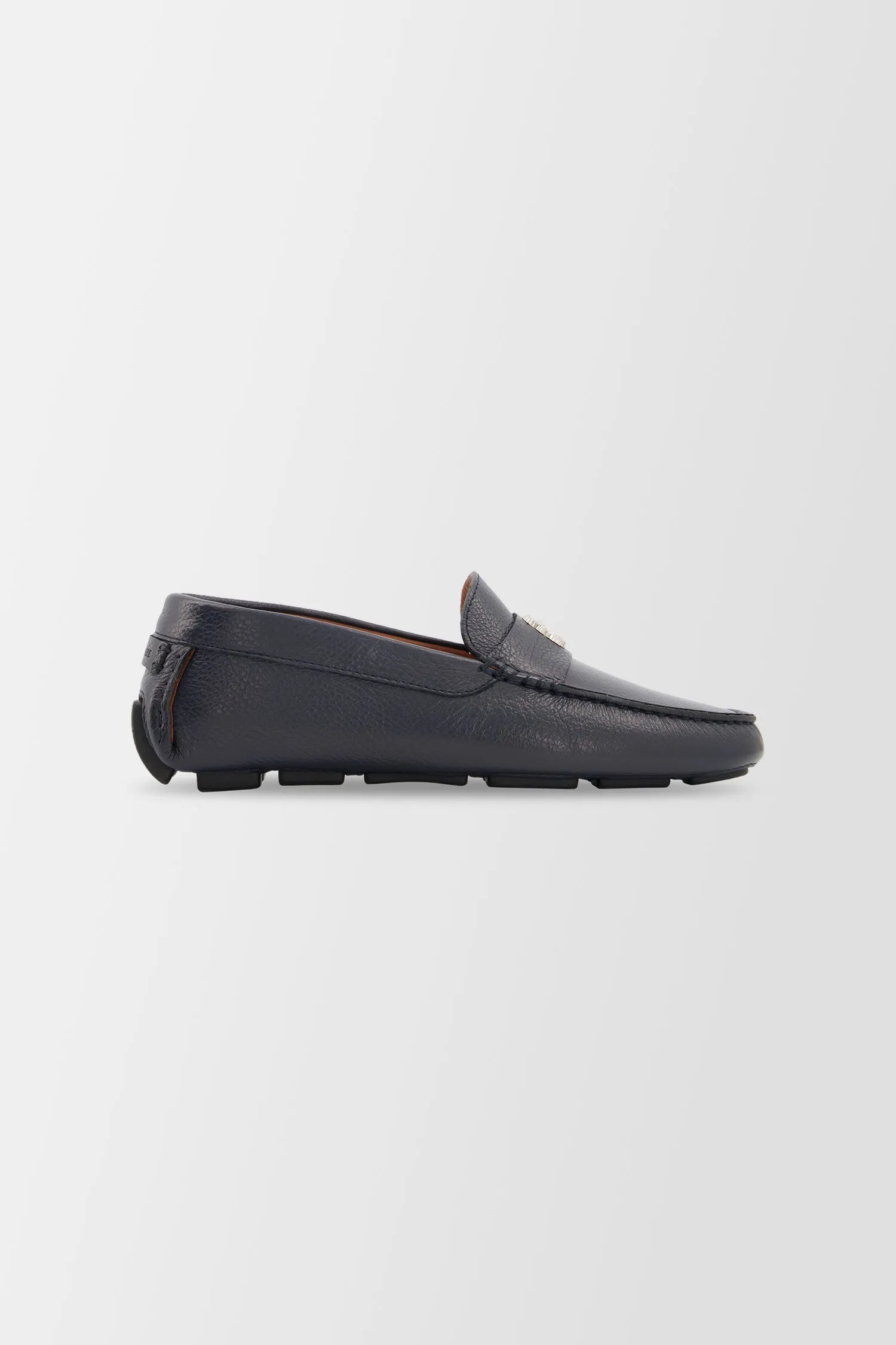 Billionaire Dark Blue Leather Moccasins