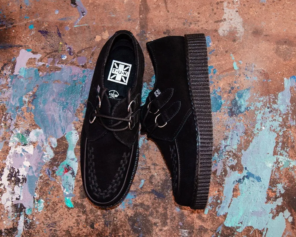 Black Faux Suede Viva Low Creeper