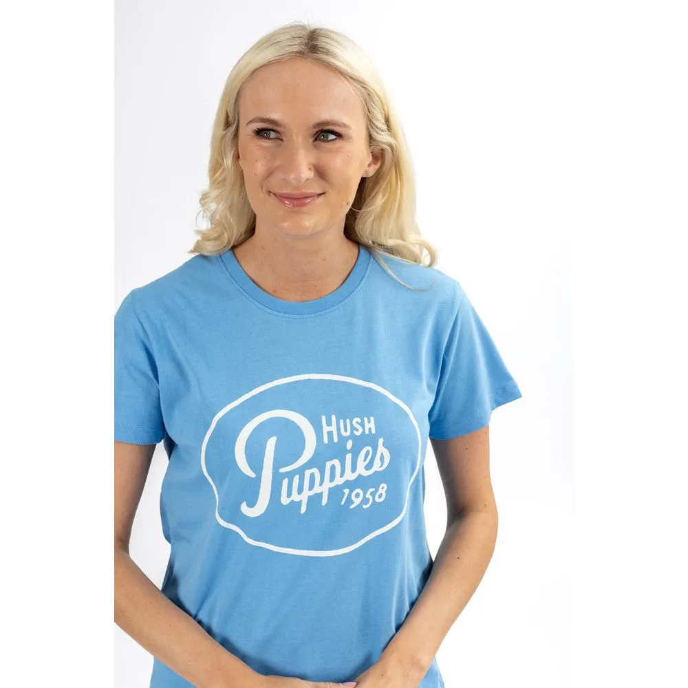 Blue Retro Script T-Shirt Womens