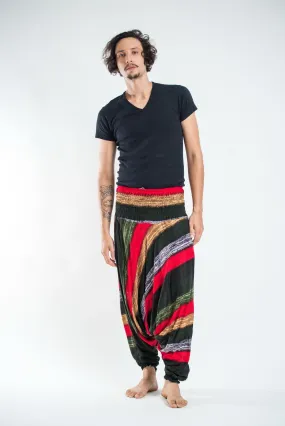 Boho Striped Drop Crotch Men's Harem Pants in Green