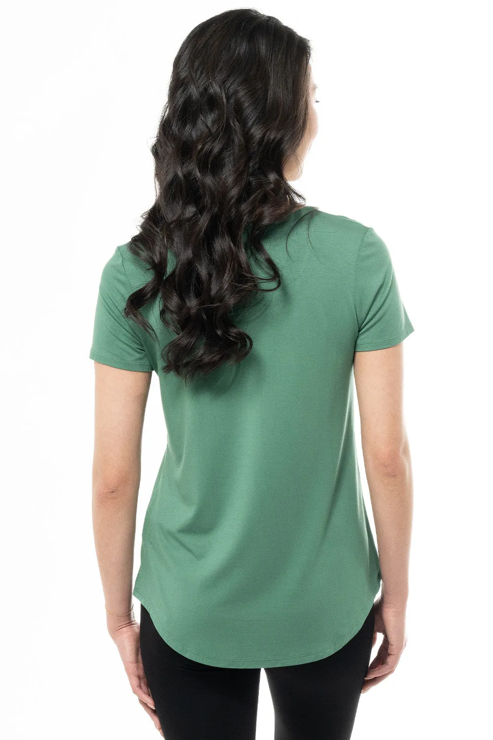 Brenda U-Neck Bamboo Tee - Forest Green