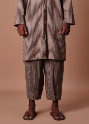 Brown Striped Men's Trousers