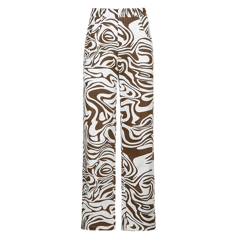 Brown Zebra Print Vintage Straight Bottom