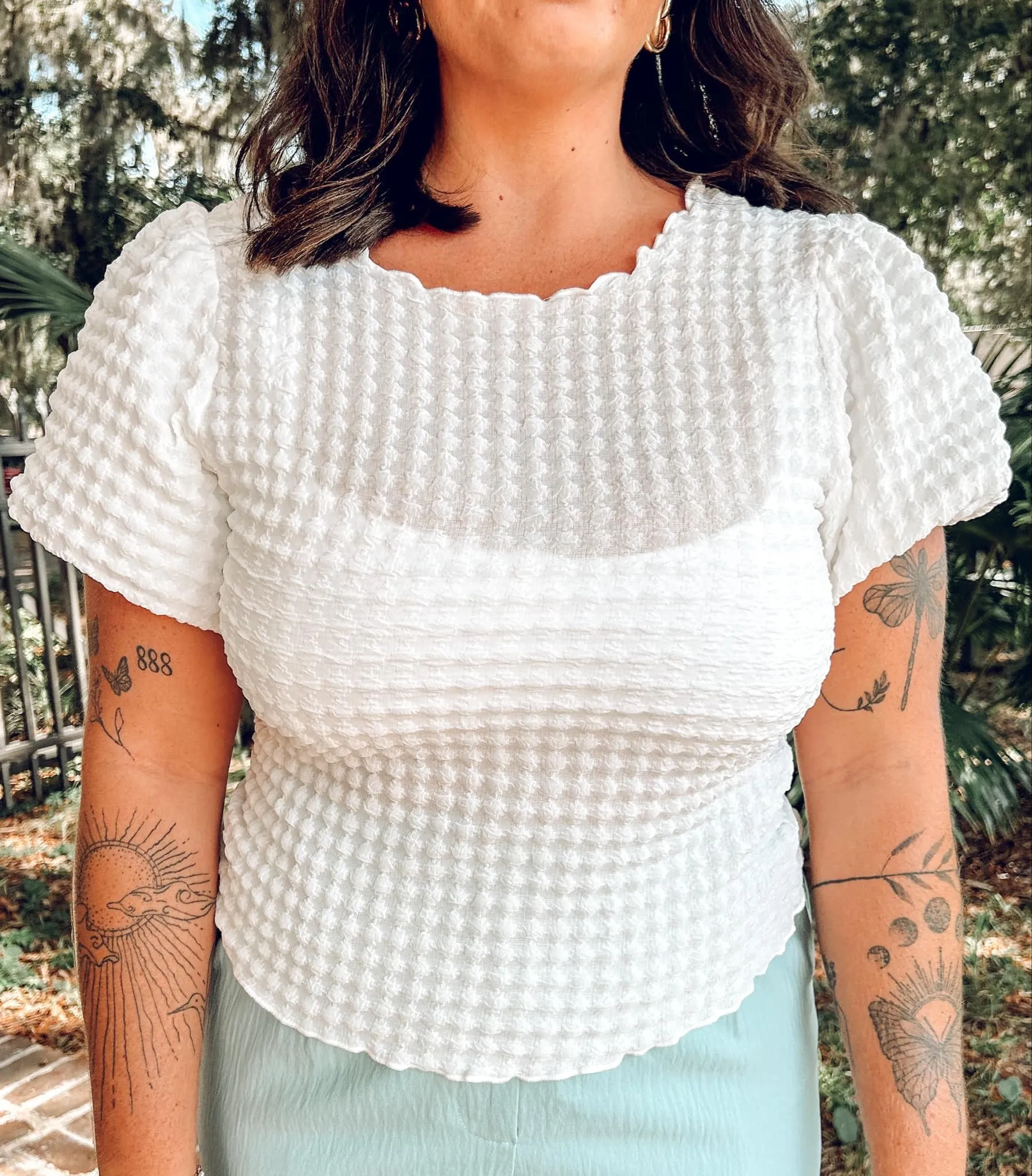 Bubble Textured Top | White