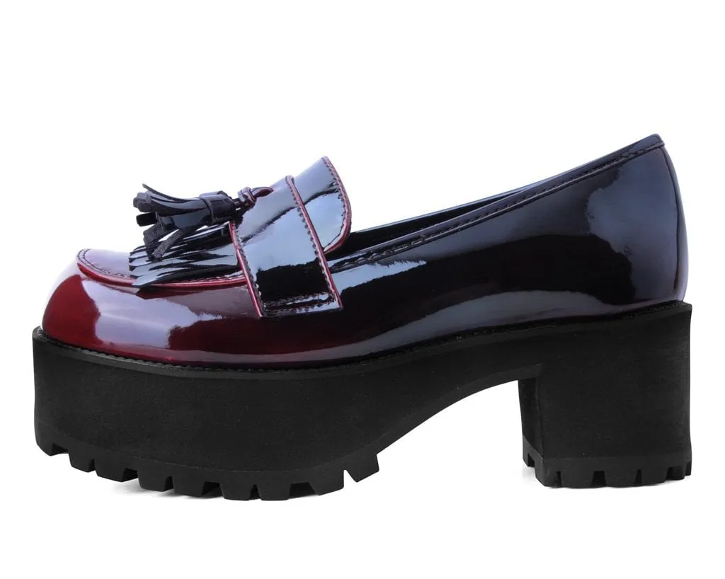 Burgundy Gradient Loafer Platform