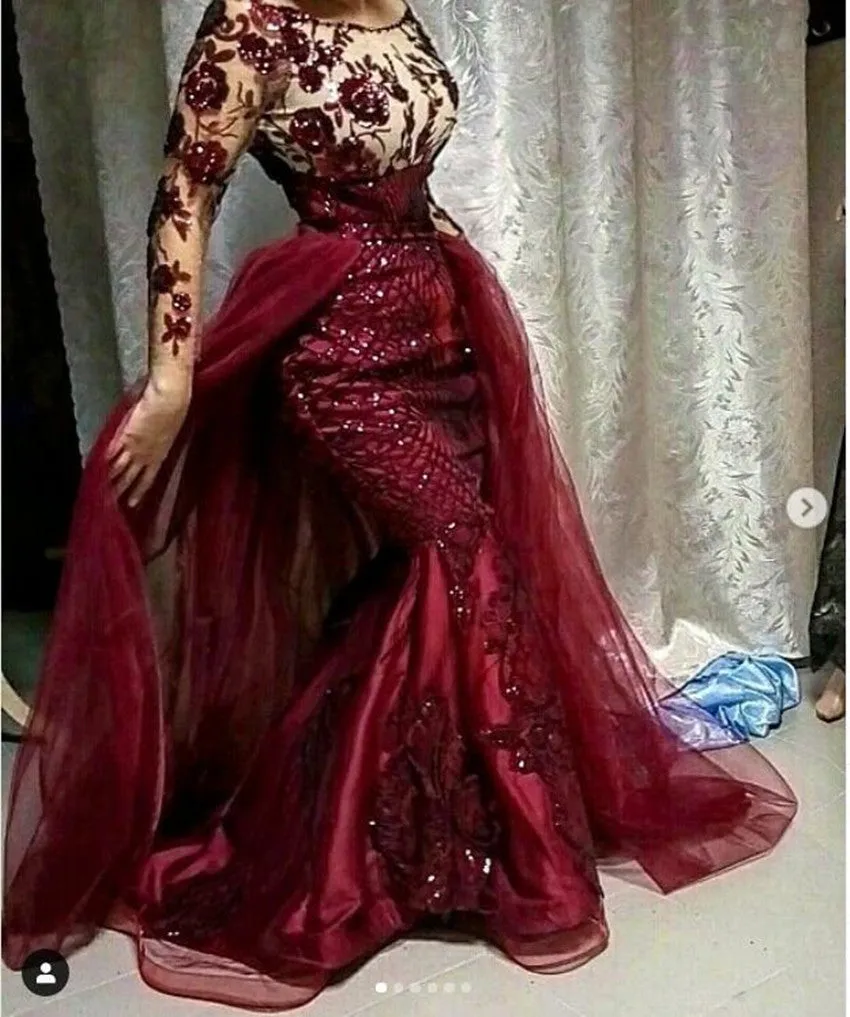 Burgundy prom dresses with detachable skirt sparkly elegant vintage bling prom gown 2021