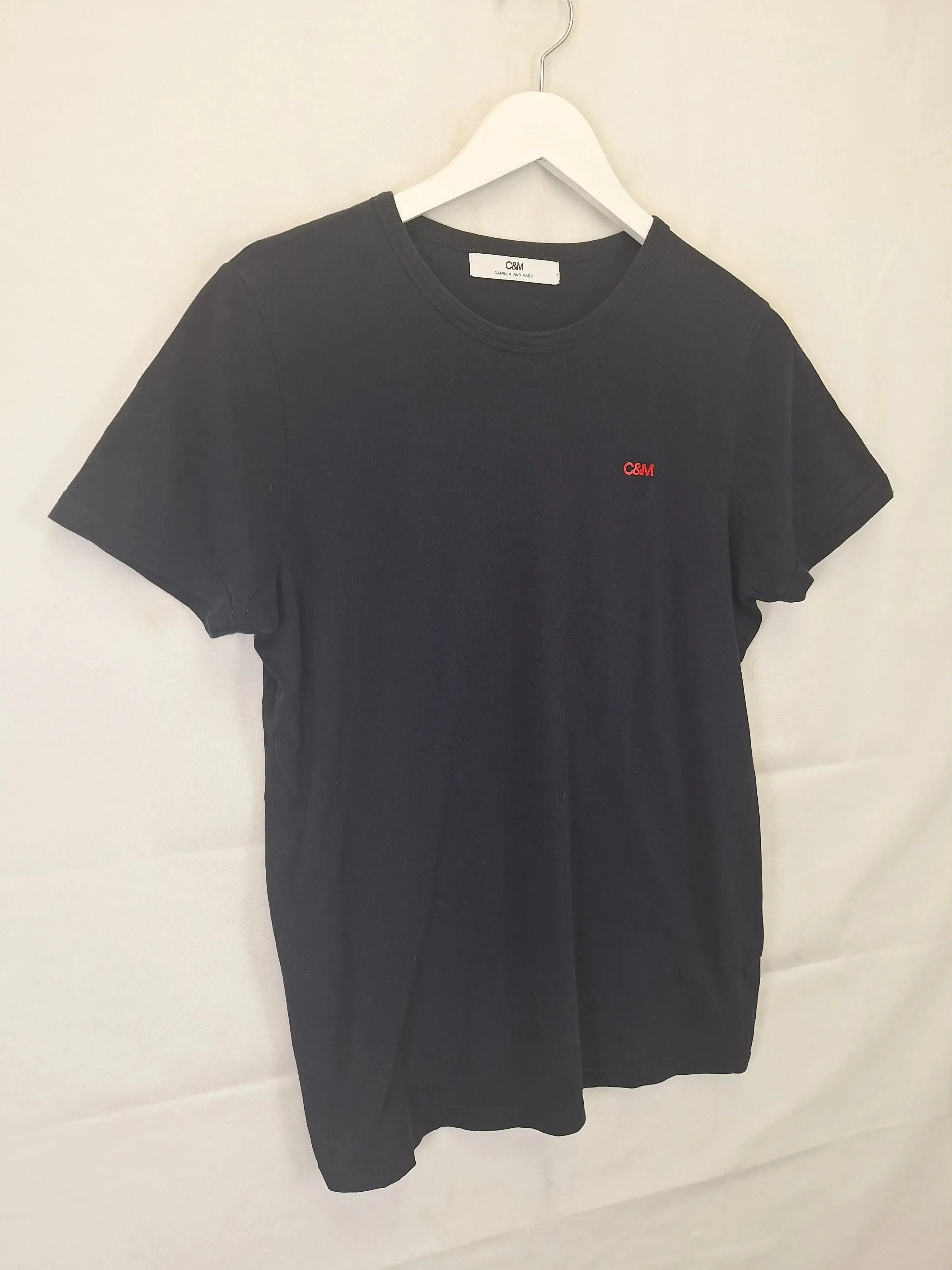 Camilla and Marc Classic French Navy Cordoba Boxy Logo T-shirt Size 8