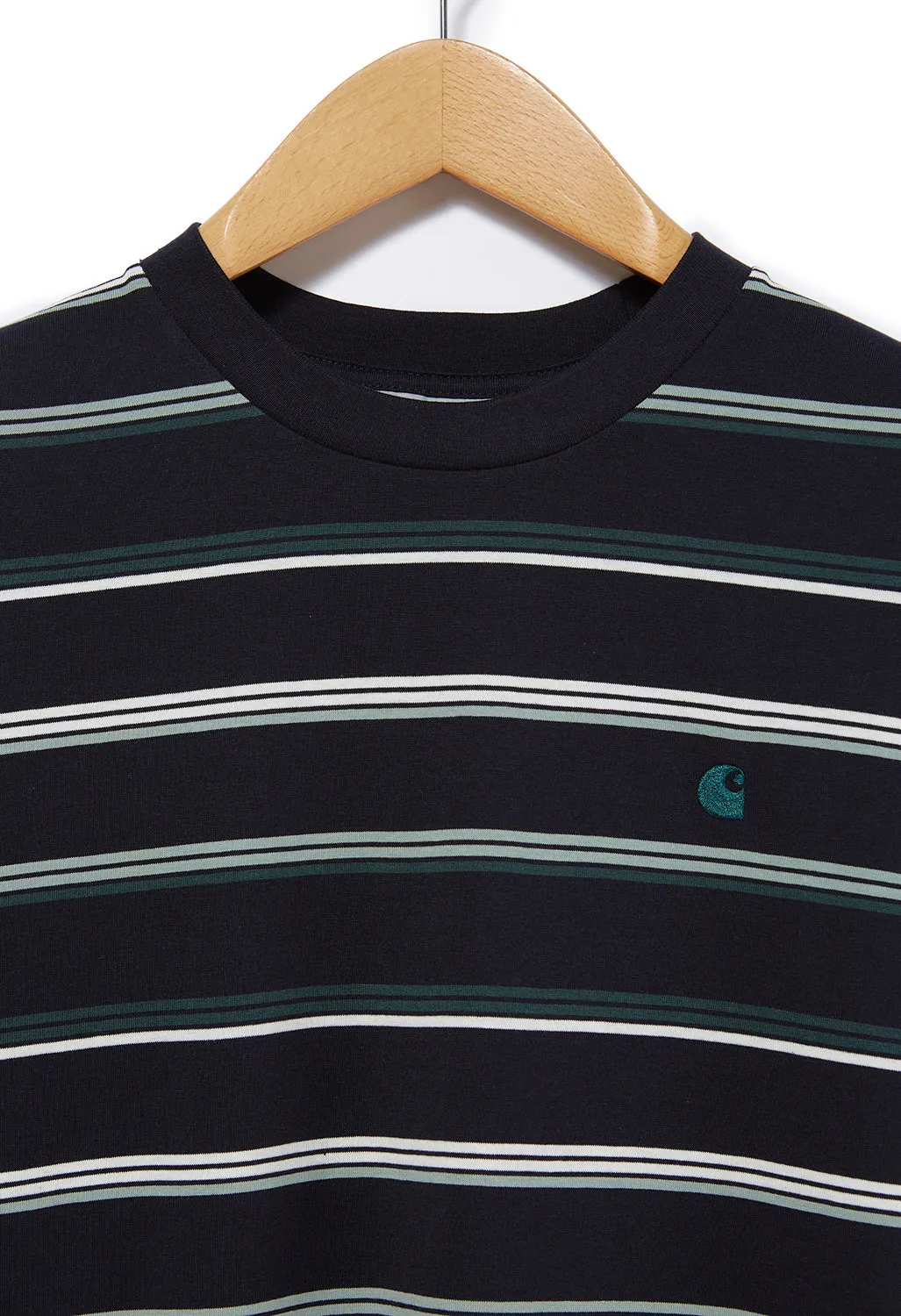 Carhartt WIP Vonn Men's T-Shirt - Vonn Stripe Dark Navy/Juniper/Juniper