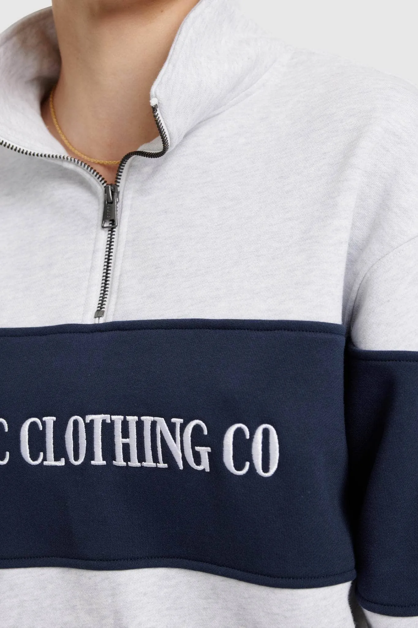 Classic Logo Quarter Zip White Marle