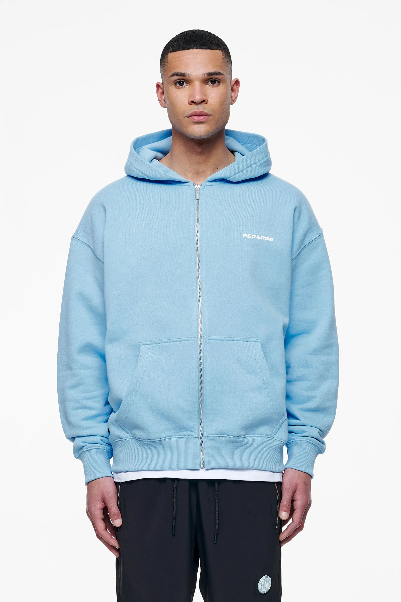 Colne Logo Oversized Sweat Jacket Vintage Washed Riviera Blue