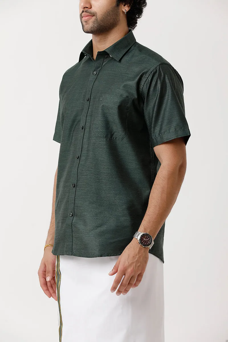 Divine - Green Matching Shirt and Dhoti Set For Men | Uathayam