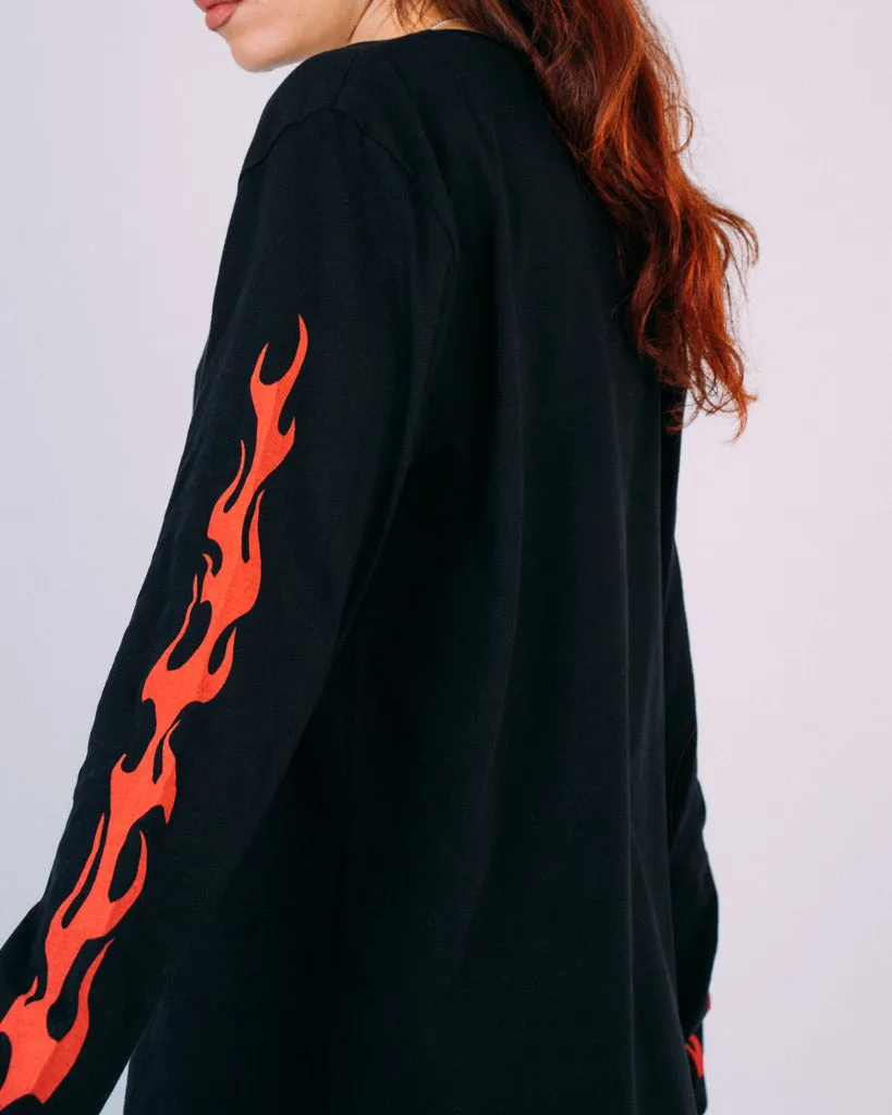 Eat Plants Goth Flames - Long Sleeve - Black