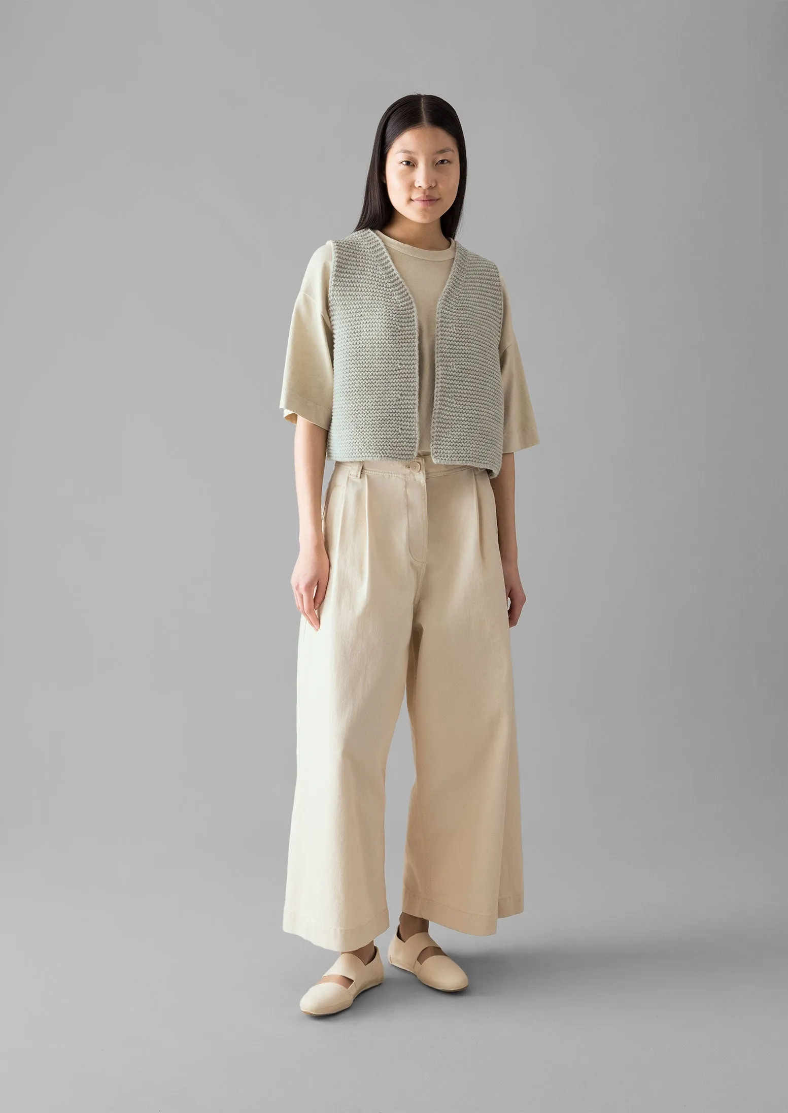 Ecru Denim Pleat Front Pants | Ecru