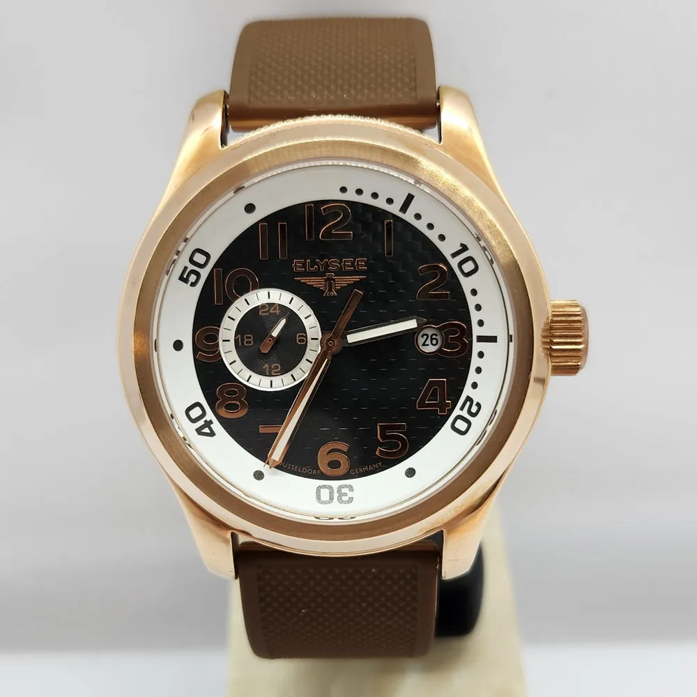 Elysee Automatic Black Leather/Brown Silicone Men Watch 28421