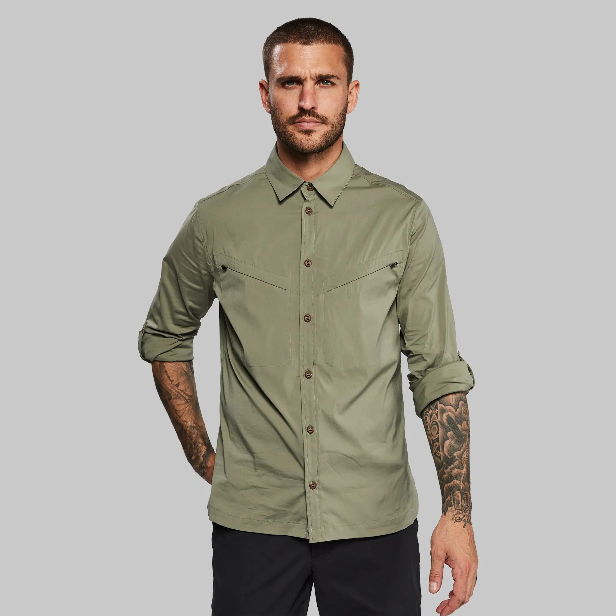 Equator Shirt with Collar. Grey-Green edition