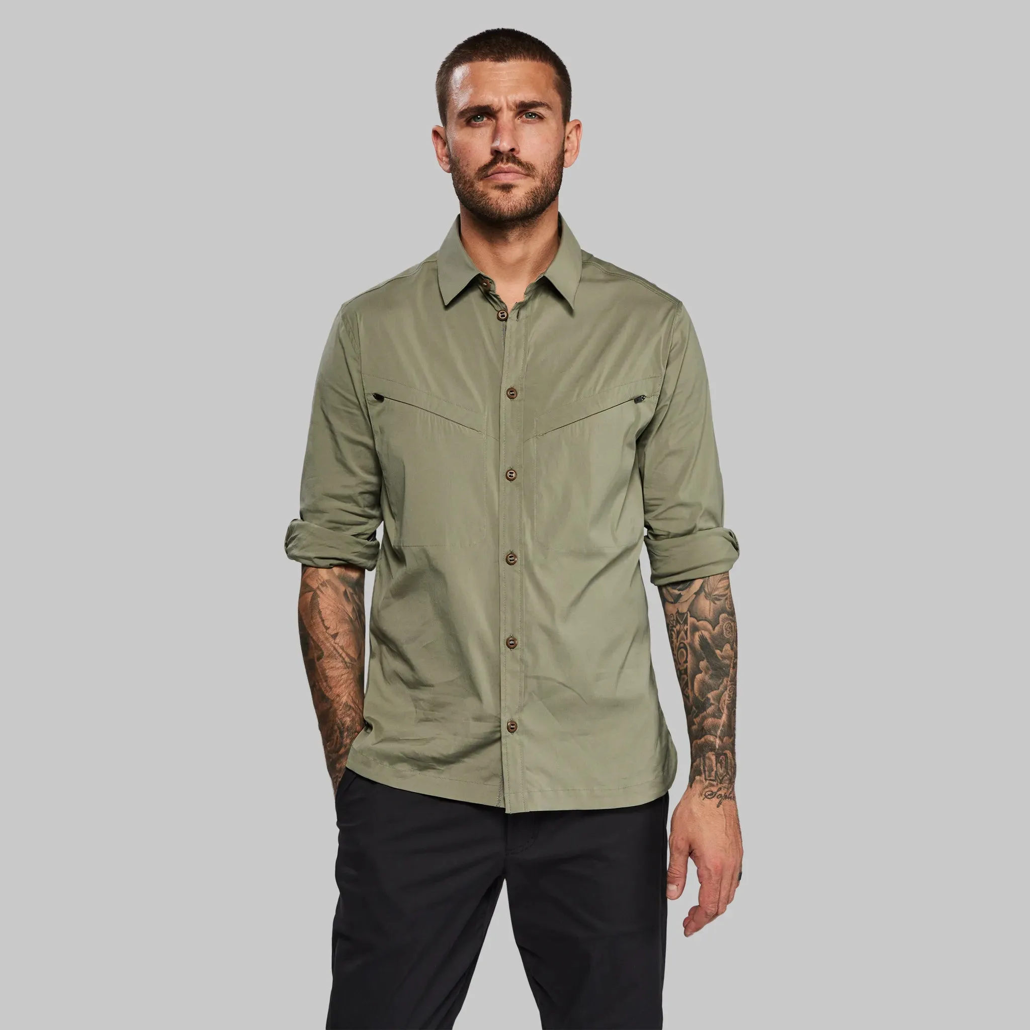 Equator Shirt with Collar. Grey-Green edition