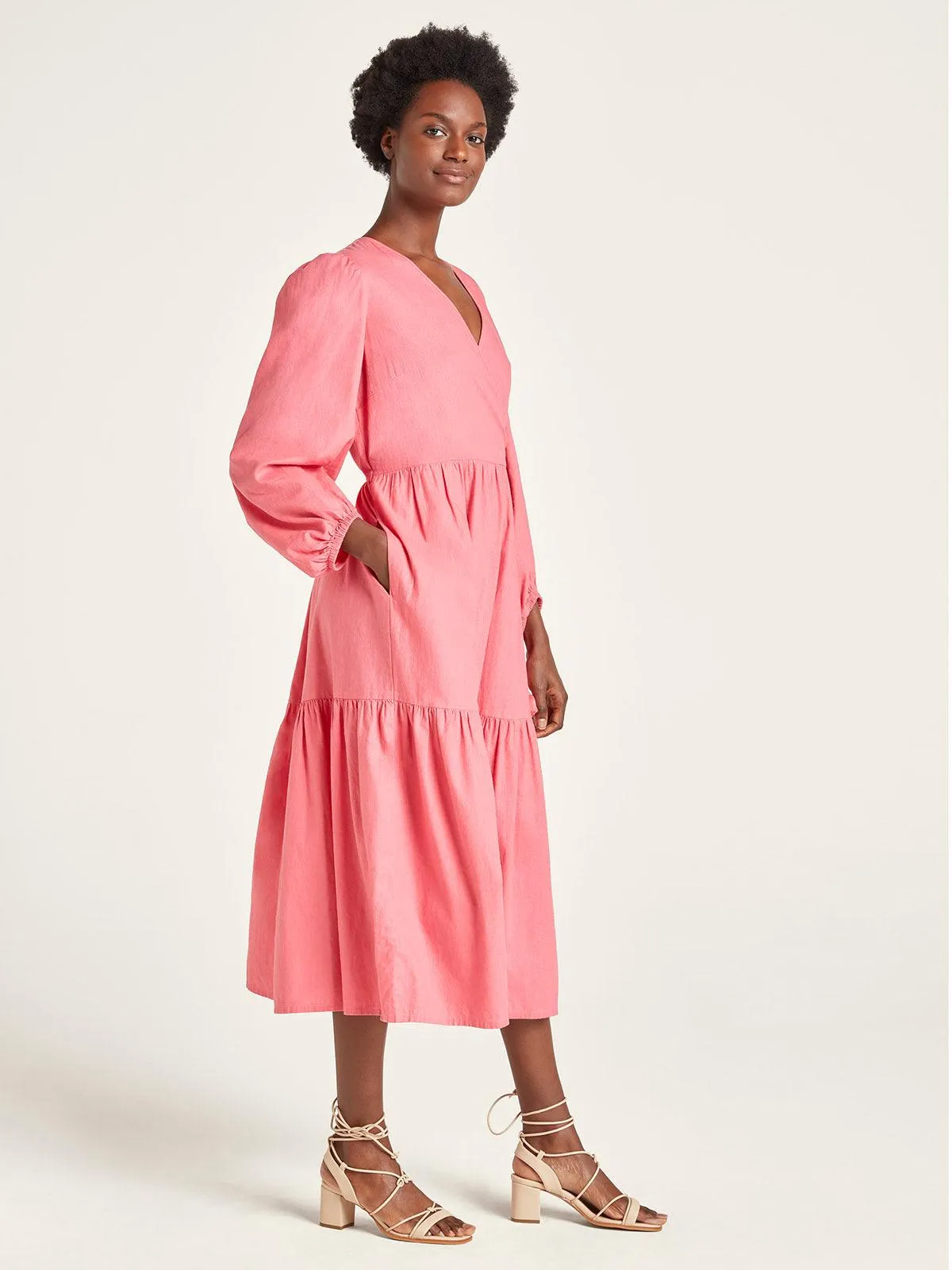 Ervina Hemp & Organic Cotton Midi Dress - Rose Pink