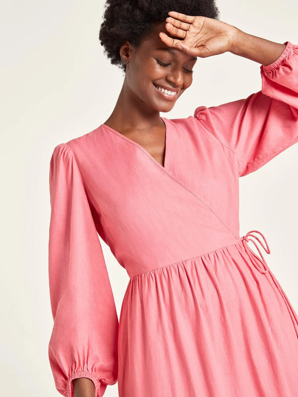 Ervina Hemp & Organic Cotton Midi Dress - Rose Pink