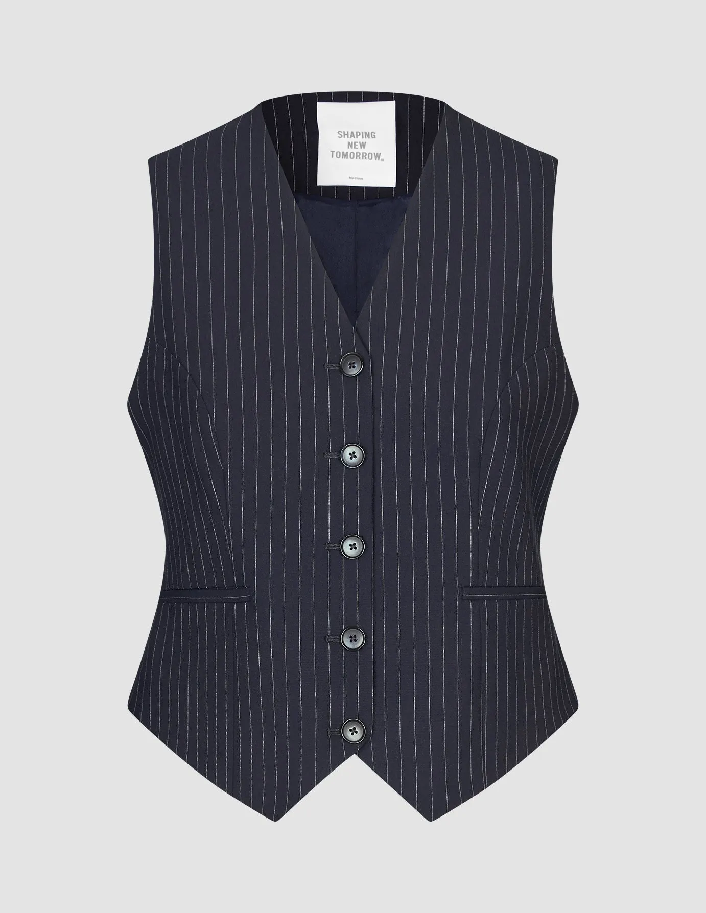 Essential Vest Short Navy Pinstripe