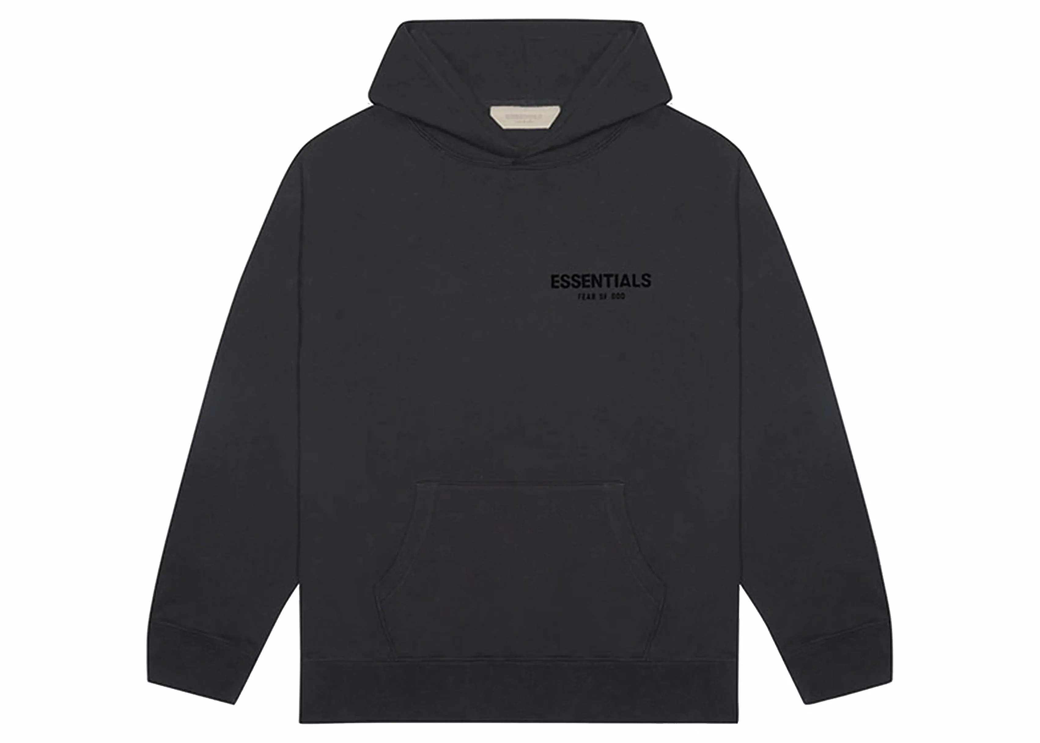 FEAR OF GOD ESSENTIALS PULLOVER CHEST LOGO HOODIE STRETCH LIMO/BLACK