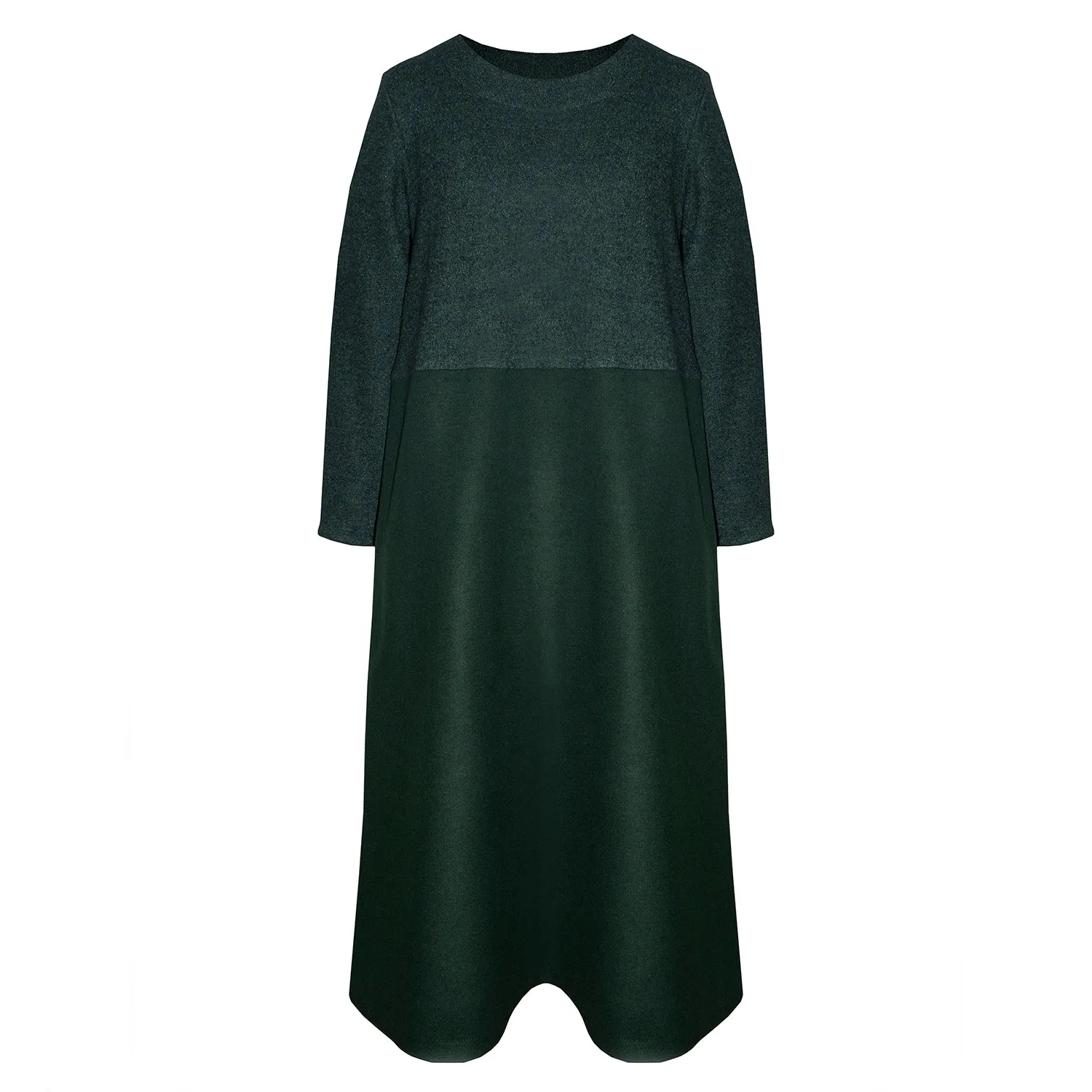 FERN DRESS [ Dark Green Wool Blend, Long Sleeves ]