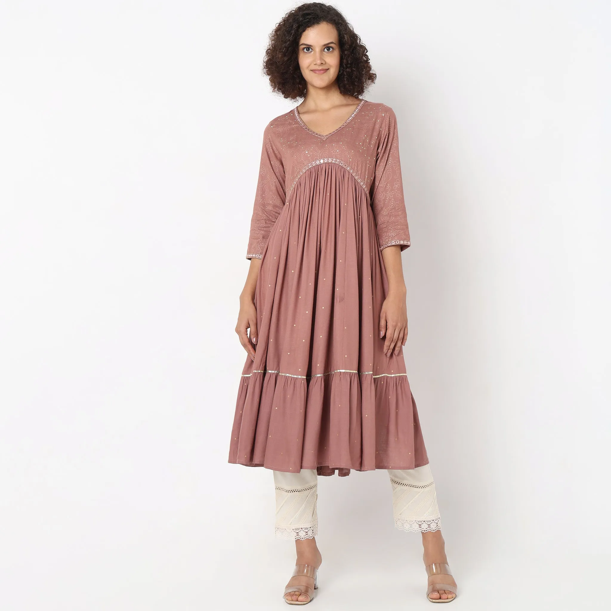 Flare Fit Embellished Kurta