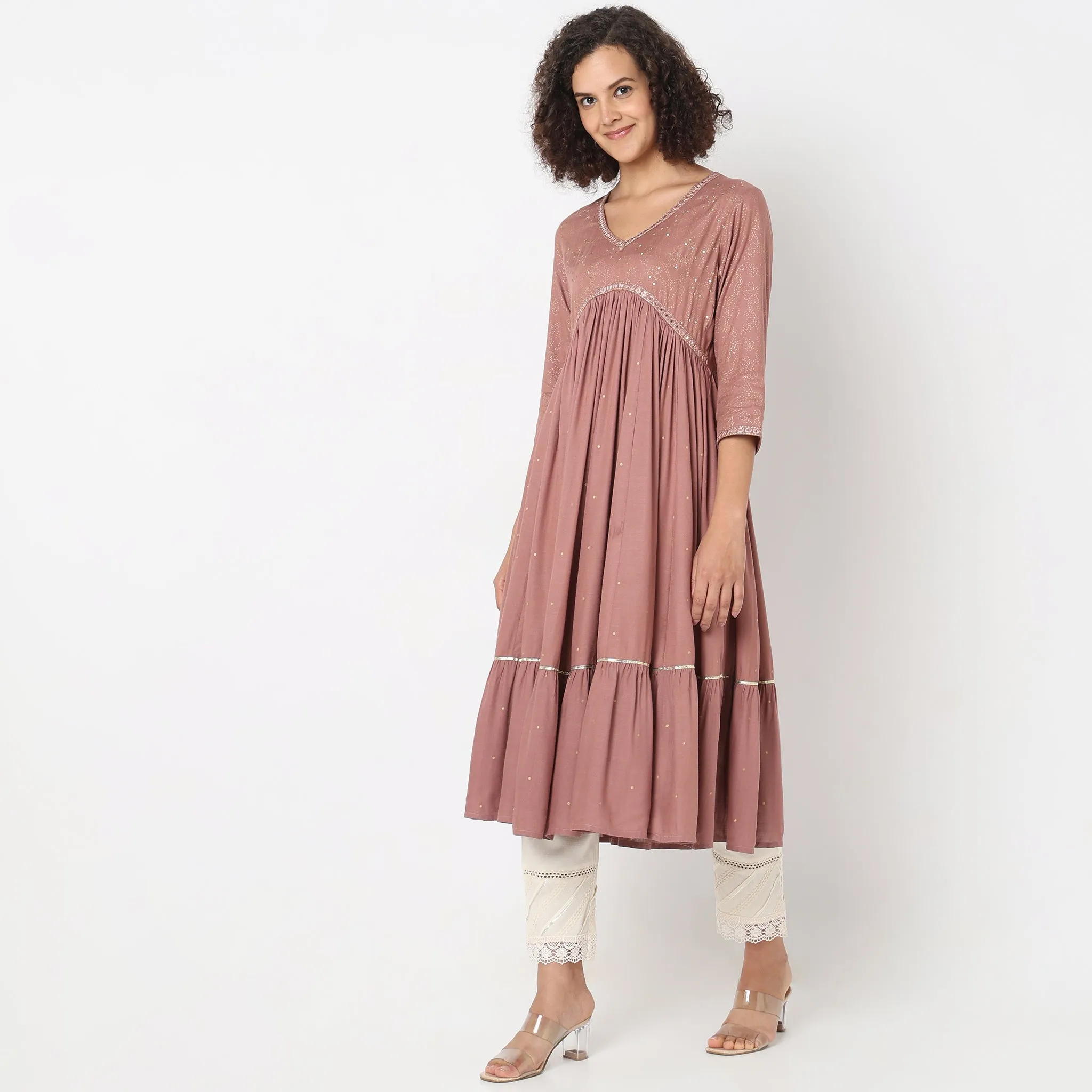 Flare Fit Embellished Kurta