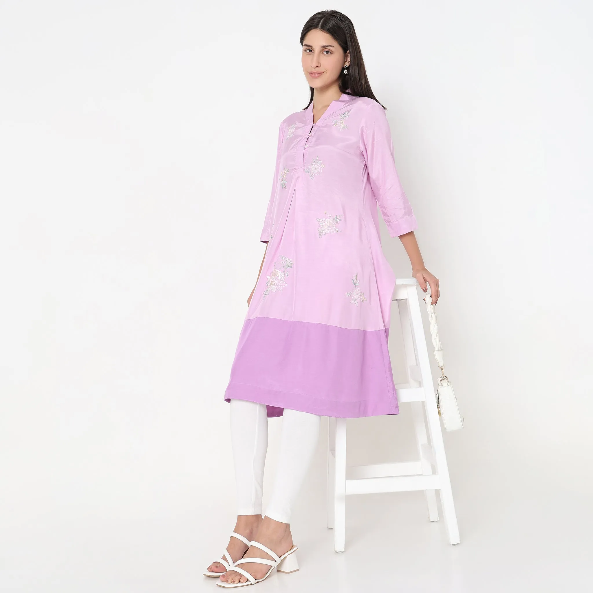 Flare Fit Embroidered Kurta