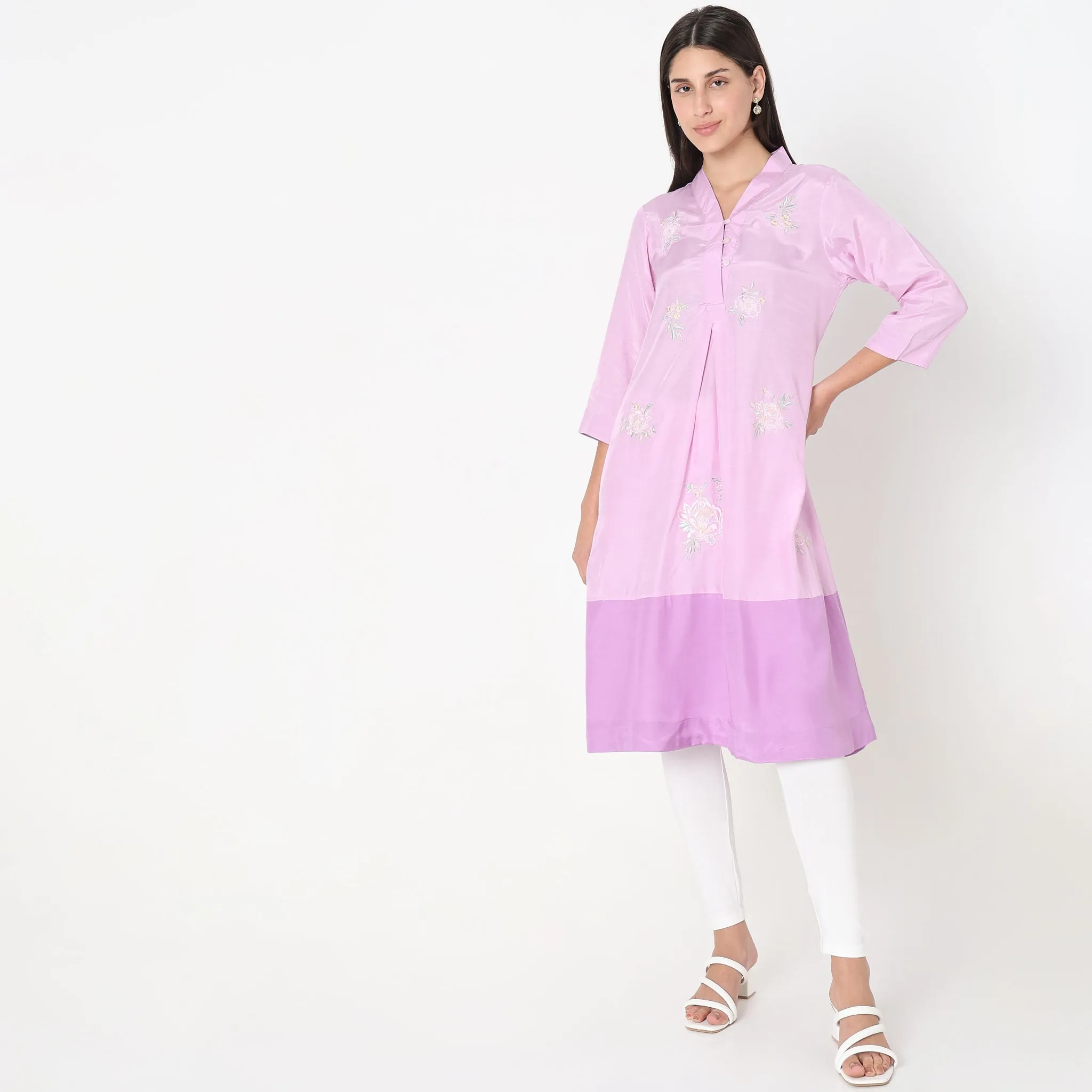 Flare Fit Embroidered Kurta