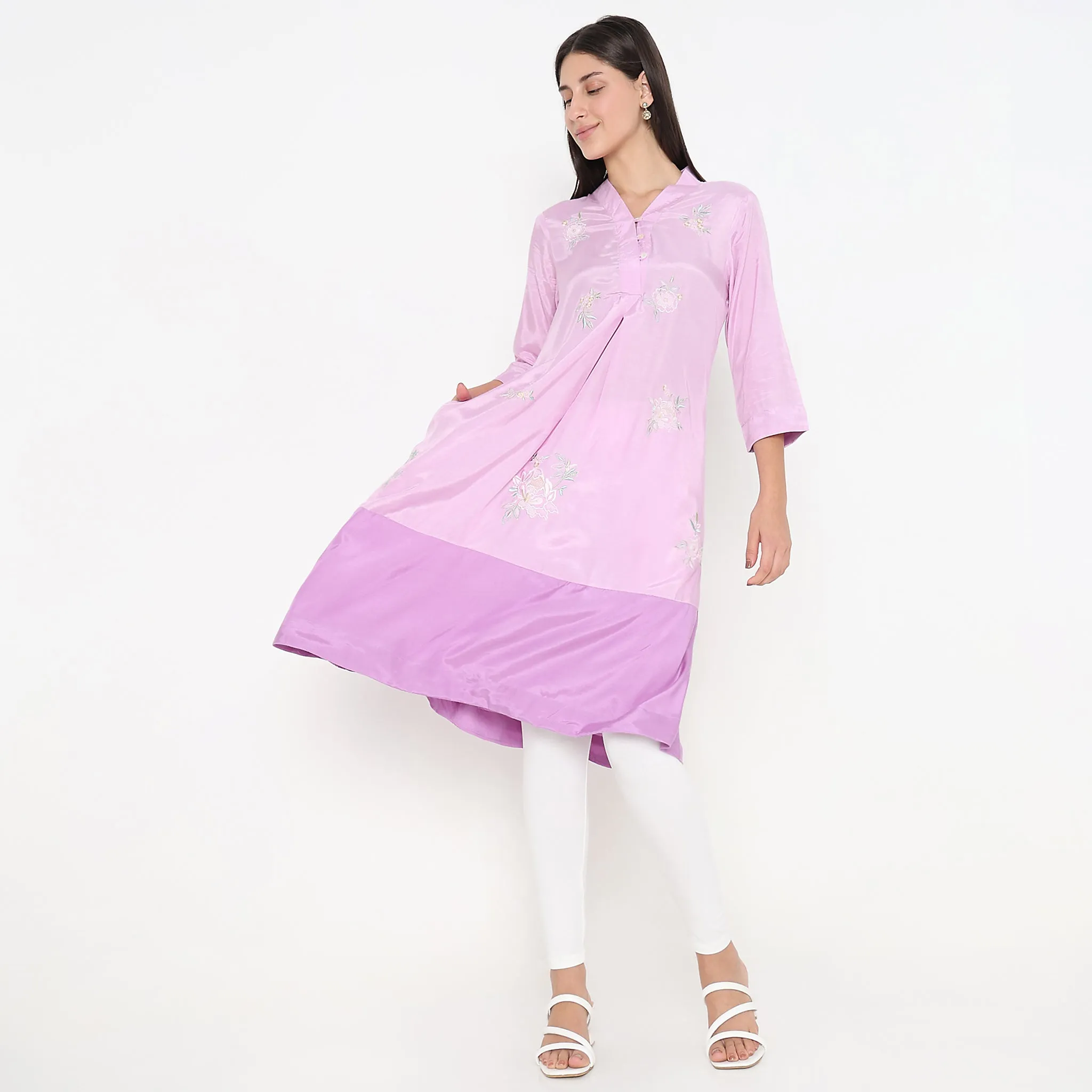 Flare Fit Embroidered Kurta