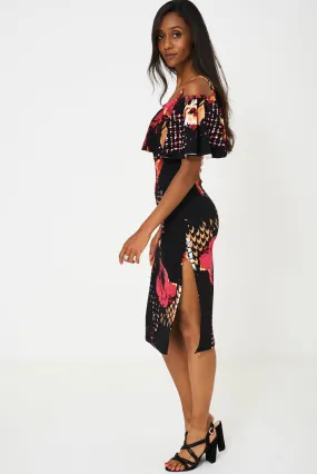 Floral Bardot Bodycon Dress