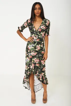 Floral Frill Wrap Dress Ex Brand