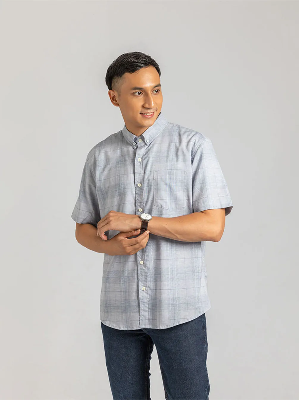 GALEN SHORT SLEEVE SHIRT BLUE SQUARE