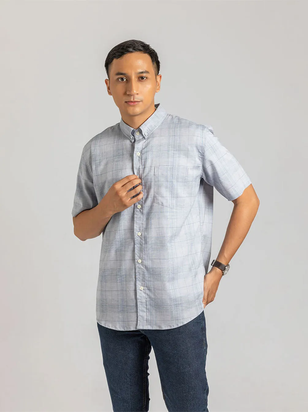 GALEN SHORT SLEEVE SHIRT BLUE SQUARE