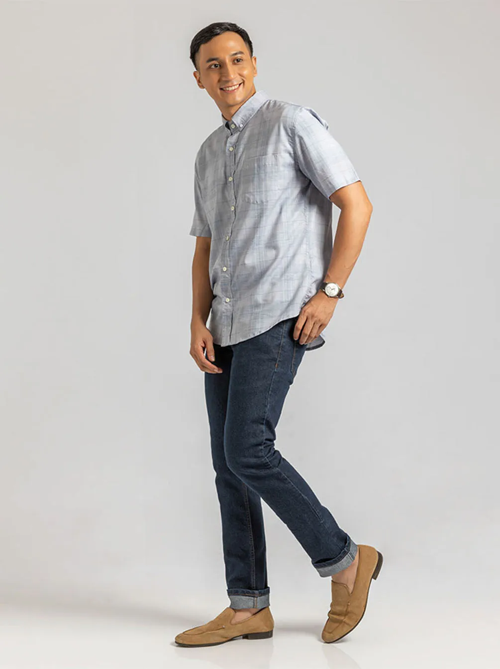 GALEN SHORT SLEEVE SHIRT BLUE SQUARE