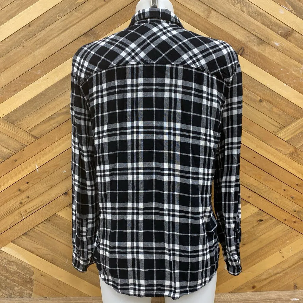 Garage - Women's Flannel Shirt: Black/White -women-SM