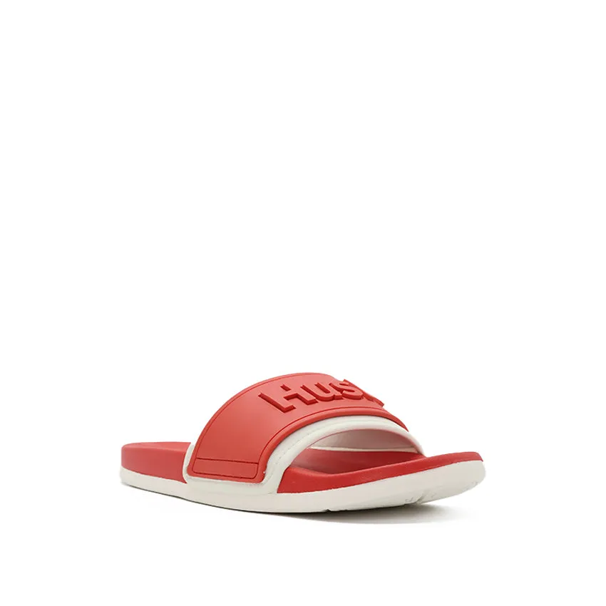 Gaynor Slide Women's Sandals - Coral Pink White Neoprene