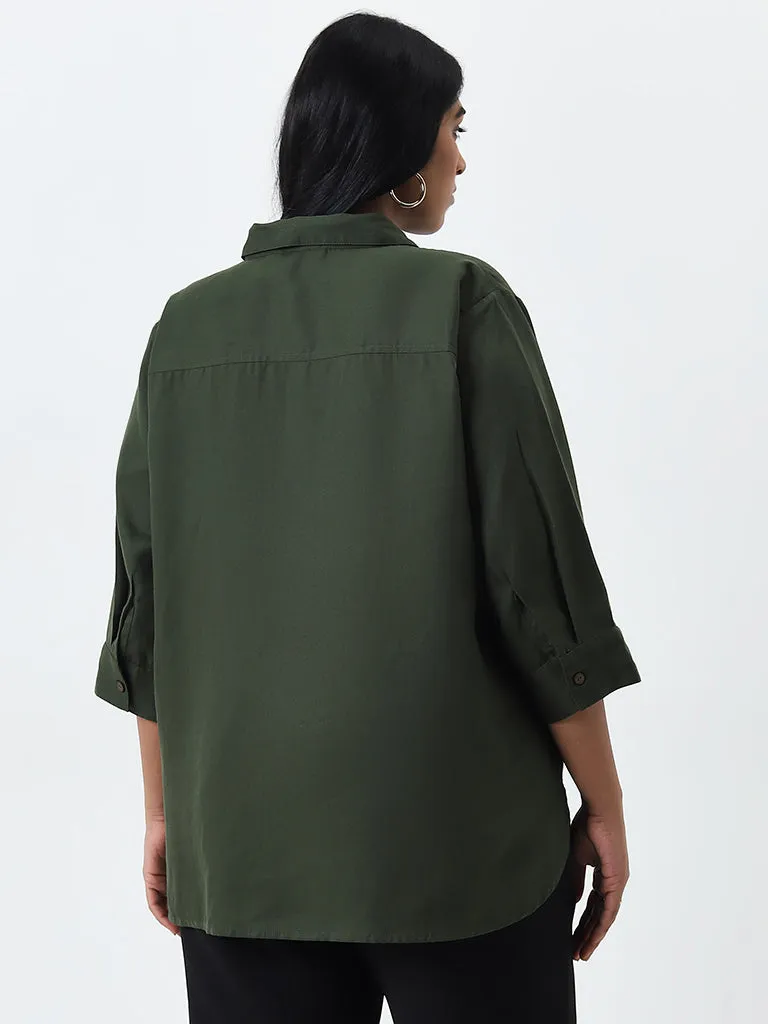 Gia Olive Collared Shirt