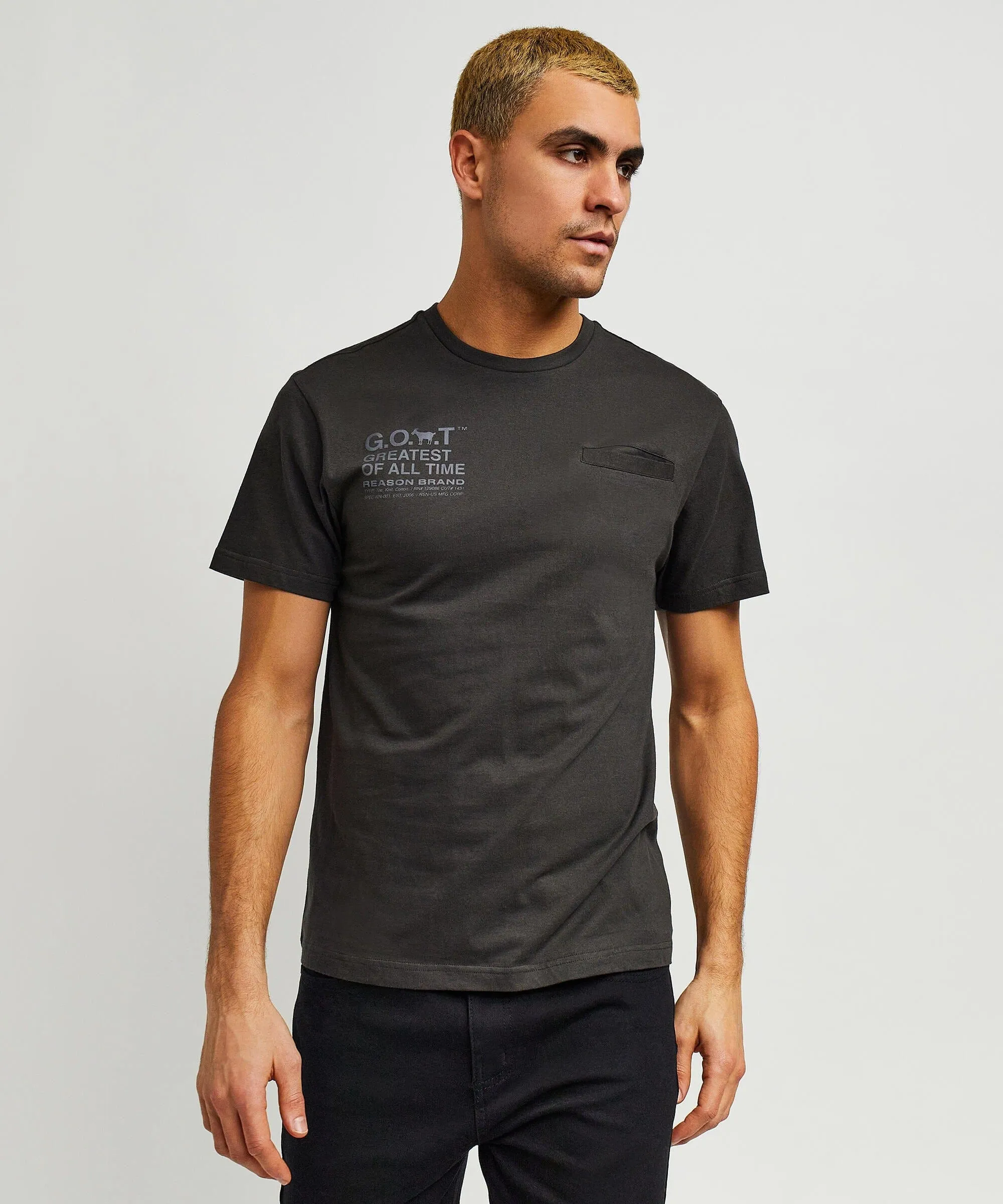 Goat Utility Stretch Tech Nylon Cargo Short Sleeve Tee Shirt - Black